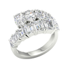 An angled view of a 14K white gold ring, showcasing the brilliant, mixed-shape diamond cluster.