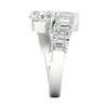 A side-profile view of a 14K white gold ring, showing the flowing pavé band and the elevated diamond cluster.