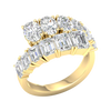 An angled view of a 14K yellow gold ring, showcasing the brilliant, mixed-shape diamond cluster.