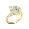 An angled view of a 14K yellow gold ring, showcasing the brilliant, architectural diamond cluster.