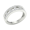 An angled view of a 14K white gold wide band ring, showcasing the brilliant pavé diamonds in three parallel rows.