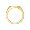 A front view of a 14K yellow gold signet ring with oval pavé-set diamonds creating a continuous sparkle.