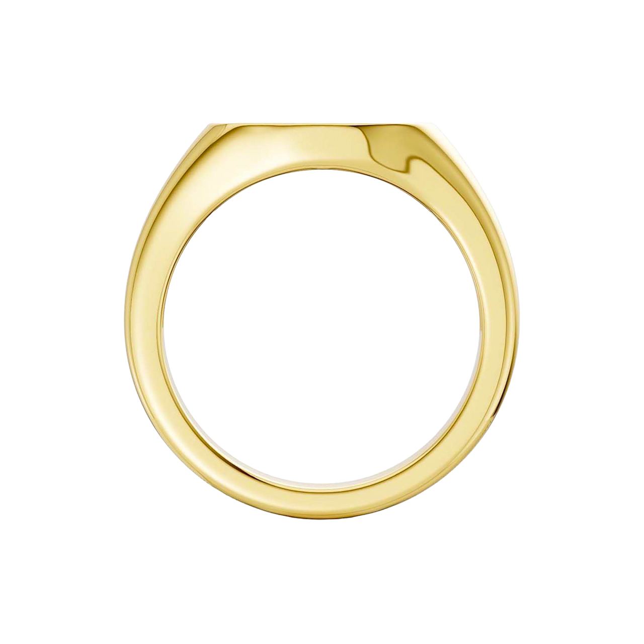 A front view of a 14K yellow gold signet ring with oval pavé-set diamonds creating a continuous sparkle.