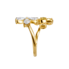 Side profile of a yellow gold floral diamond ring showcasing the elevated flower setting, smooth gold band, and refined craftsmanship.
