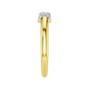A side-profile view of a 14K yellow gold ring with a series of square-cut diamonds, showing the modern bezel setting.