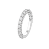 A silver-toned eternity ring featuring a continuous row of round-cut clear gemstones in a prong setting, shown on a plain white background.