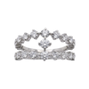 A silver-tone double row diamond stack ring with a central diamond and smaller diamonds along the curved bands, shown on a plain white background.