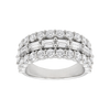 A silver-tone double row diamond eternity ring with round and baguette-cut stones, shown on a plain white background.