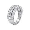 A silver-toned double-row diamond band ring featuring round and baguette-cut diamonds, shown on a plain white background.
