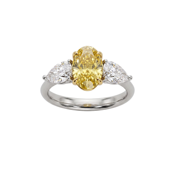 Soleil 3.20 cttw Oval Canary Yellow & White Trilogy Engagement Ring