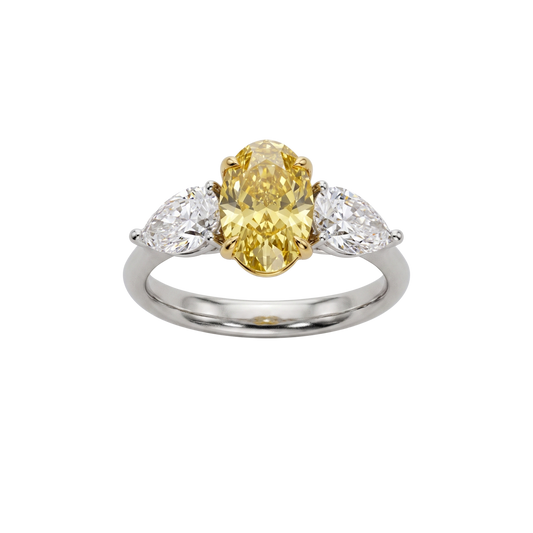 Soleil 3.20 cttw Oval Canary Yellow & White Trilogy Engagement Ring