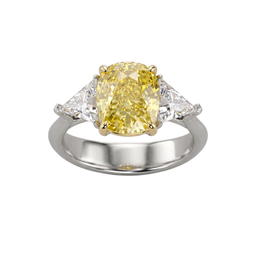 Soleil 4 Carat Elongated Cushion Canary Trilogy Engagement Ring