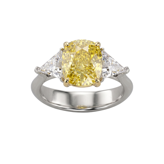 Soleil 4 Carat Elongated Cushion Canary Trilogy Engagement Ring