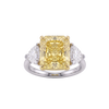 Soleil 6 cttw Radiant Cut Yellow Diamond Ring with Trillion Side Stones