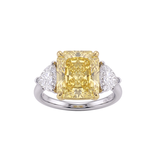 Soleil 6 cttw Radiant Cut Yellow Diamond Ring with Trillion Side Stones Engagement Ring