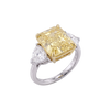 Soleil 6 cttw Radiant Cut Yellow Diamond Ring with Trillion Side Stones